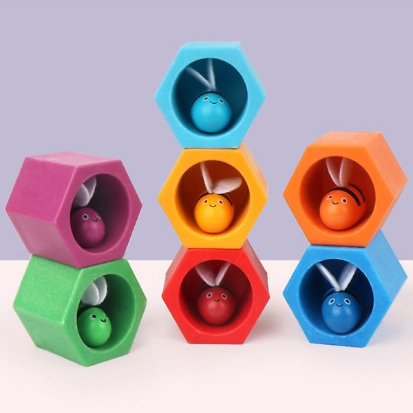 Nyt børnebi-legetøj Farveklassificering Træning Babys håndbevægelser Babylegetøj til børn Træpædagogisk legetøj