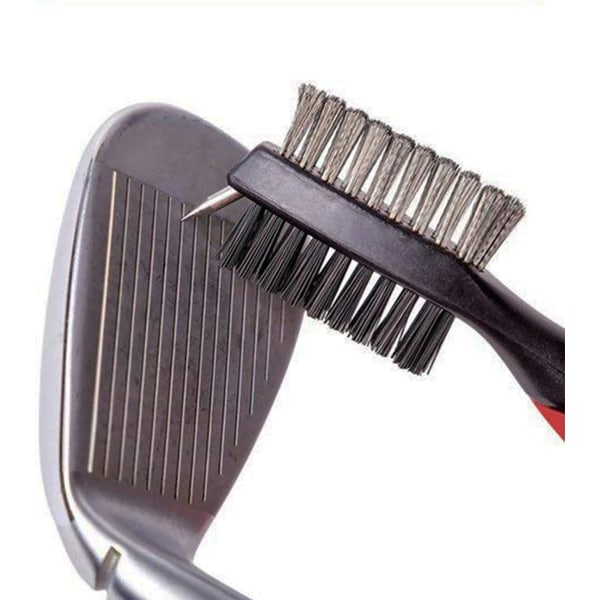 Golfklubbborste och klubbspårrengörare, nylon och stålborste Golfrengöringsverktyg med indragbar dragkedja, aluminiumkarbinhake