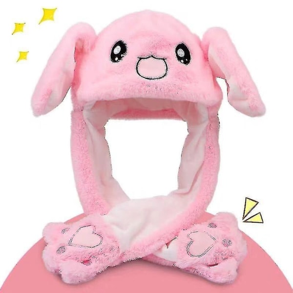 Cartoon Rabbit Hats For Women Child Girls Beanie Winter Plush Bunny Movable Ears Hip Hop Toy Caps