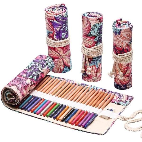 72-hullers canvas penalhus - Skoleartikler Art Pen Bag Pouch - Praktisk og stilfuldt design