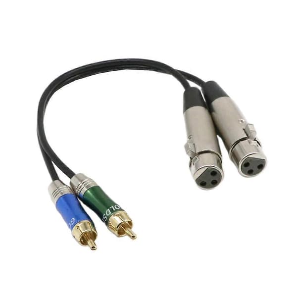 2 XLR Naaras - 2 RCA Uros -sovitin Mikrofonikaapelin pistokesovitin