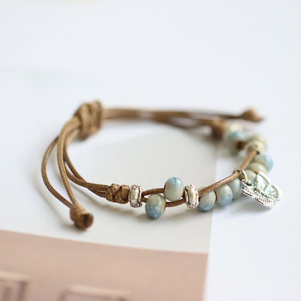 Fashion Simple flettet keramisk justerbar armbånd personlighed håndlavede smykker blue