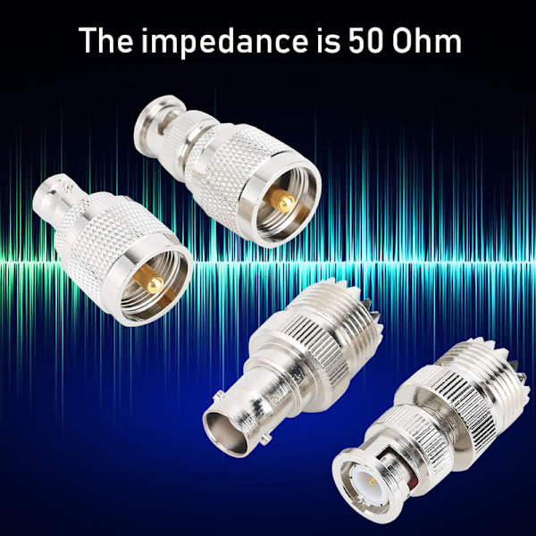 4 stk UHF til BNC Nikkelbelagt Kobber Kontakt Adapter 50 Ohm for Antenne Radio WiFi Trådløst LAN