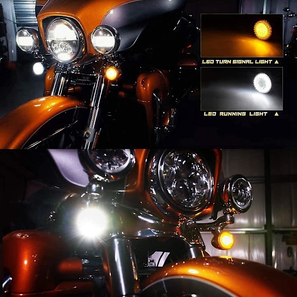 4 stk. røykte frontblinklys LED-lys panel motorsykkel 1157 innsettingssett for Road Street Glide