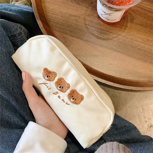 Cute Animal Canvas Cosmetic Pencil Bag Pen Case - Students Stationery Pouch Zipper Bag