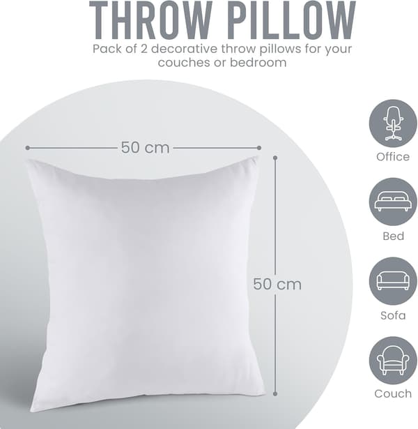 Innerputer til puter (2-pakning), 50 x 50 cm (20 x 20 tommer) Putefyll, Hollowfibre-puter (Hvit)