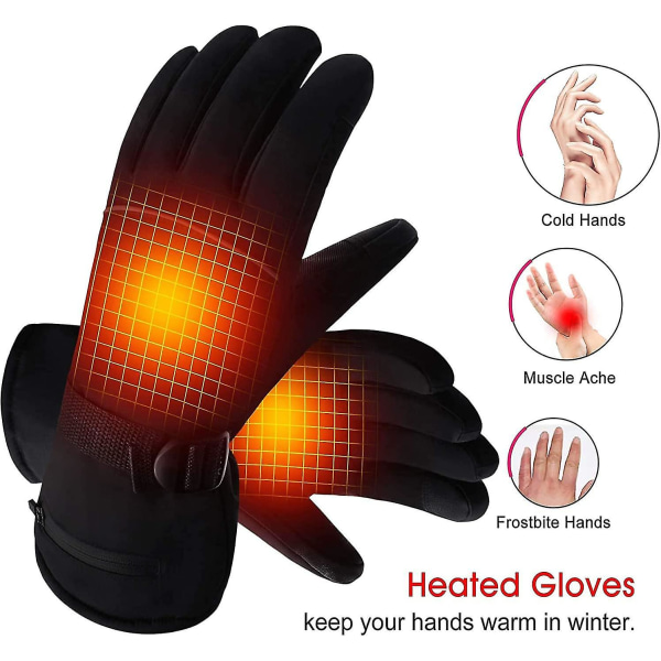 Uppvärmda handskar, elektriska uppvärmda handskar för män och kvinnor, thermal handskar med 3 värmeinställningar, uppvärmda vinterhandskar för cykling, motorcykling, skidåkning,