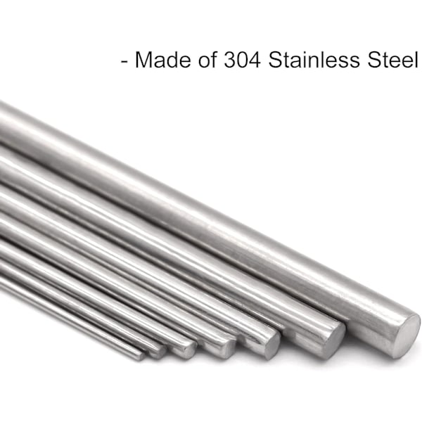 1,5 mm x 200 mm 304 ruostumattomasta teräksestä valmistettu pyöreä tanko - 10 kpl pienoismalliautojen DIY-töihin
