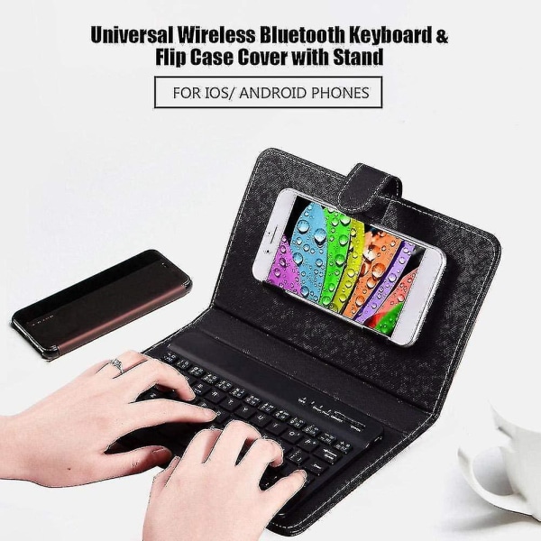Trådløst Bluetooth-tastatur for telefon, mini-bærbart Bluetooth-tastatur med et beskyttende etui Sammenleggbart tastatur for en bredde på 6 9,5 cm Bluetooth Cell P