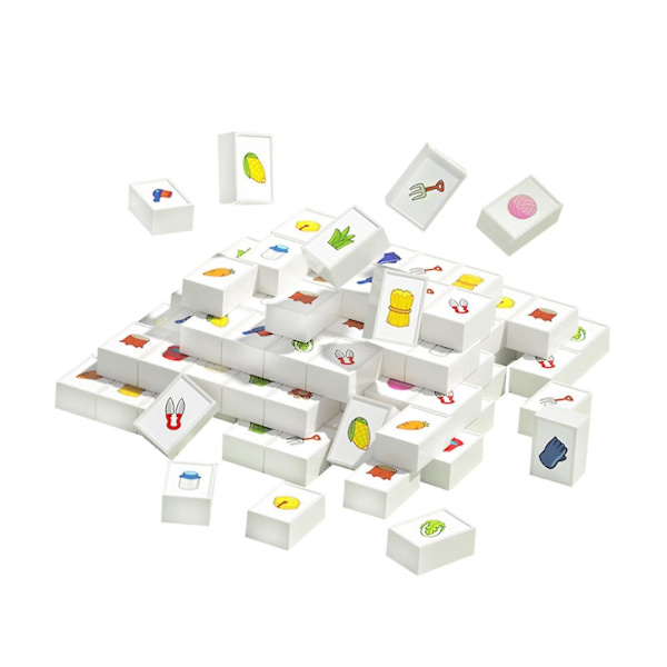 Mini Mahjong sæt finmotorisk færdighedsspil til børn småbørn 52 brikker/bl