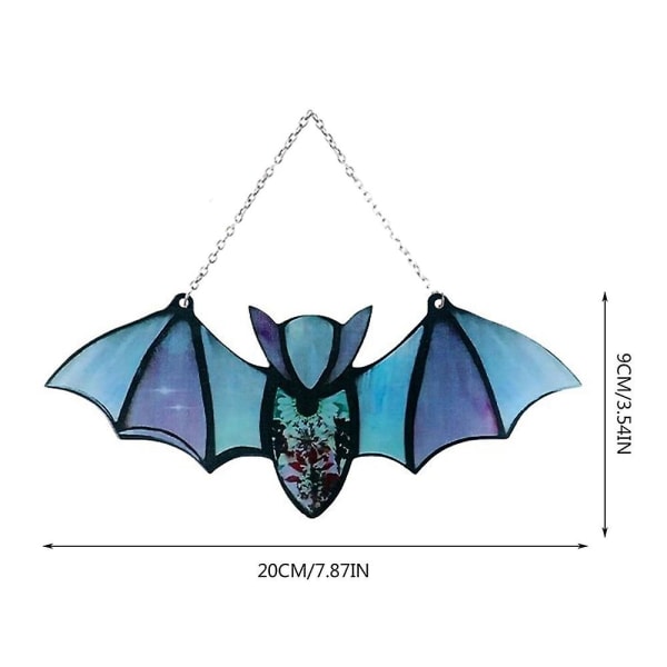 Halloween Party Bat Suncatcher Fönsterhängande väggkonstdekoration Färgglad fladdermus heminredning A
