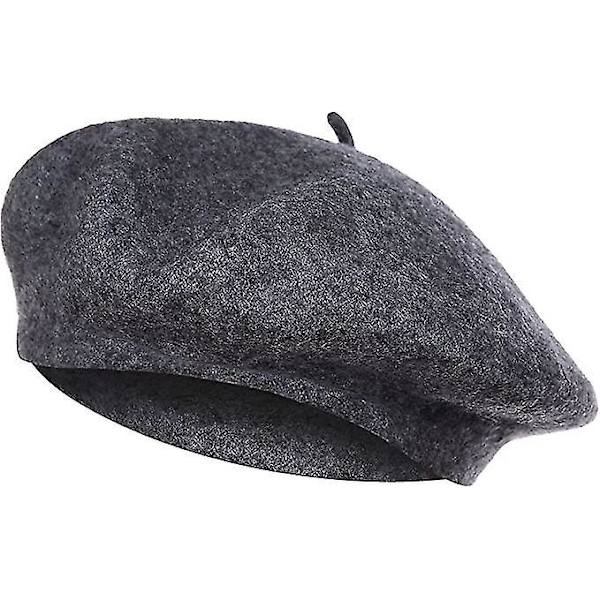 Kvinners Berets Myk Varm Ull Klassisk Berets Filt Baggy Hatter Ski Caps Grey