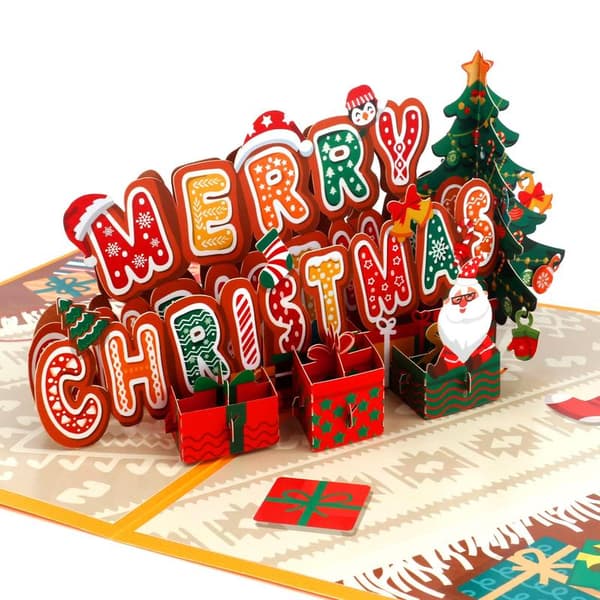 Julkort 3D Pop Up, 3-pack God Jul Gratulationskort