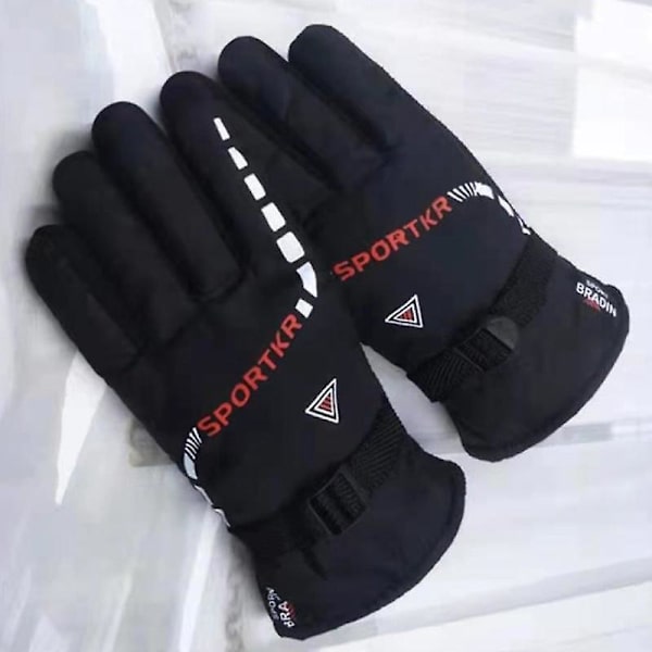 Herre vinter bomulds handsker fleece-foret tykk vinter skiløb ridning elbil Triangle red