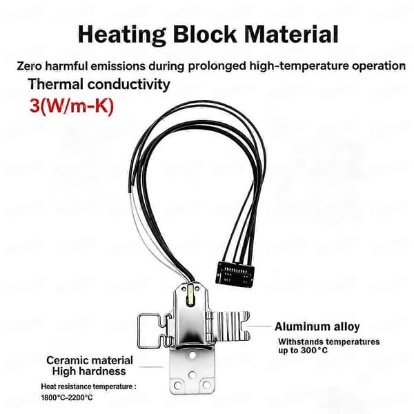 Til Bambu Lab X2D Hotend Varmeenhed, Keramisk Varmeblok 300℃ Højtemperaturresistent