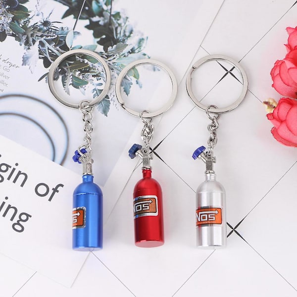 Mode Metal Nøglering Bilnøgleholder Keyfob Til NOS Turbo Nitrgen Flaske Bilstylning