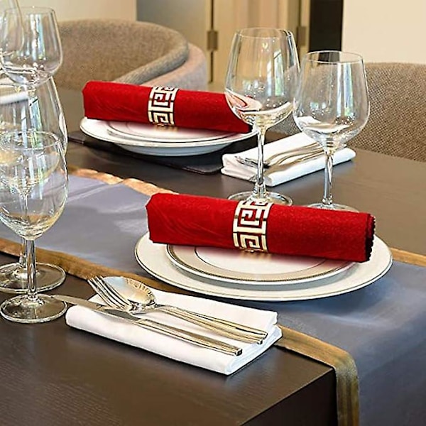 Guld Servietringe Sæt af 6 Hule Metal Serviet Holder Bordopstilling Serviet Ring Spænde til Bryllup Jul Fest Banket Middag