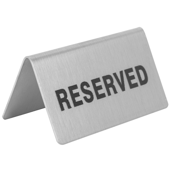 1 stk. Reserveret skilt i rustfrit stål til restaurant