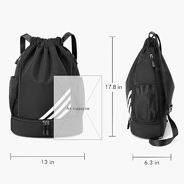 Gym Sports Bag Ladies Drawstring Bolsas Black Black