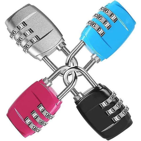 Bagasjelåser, 3-sifrede kombinasjonshengelåskoder med legeringskropp for reiseveske, koffert, skap, treningsstudio, sykkellåser (svart, blå, rosa og S)