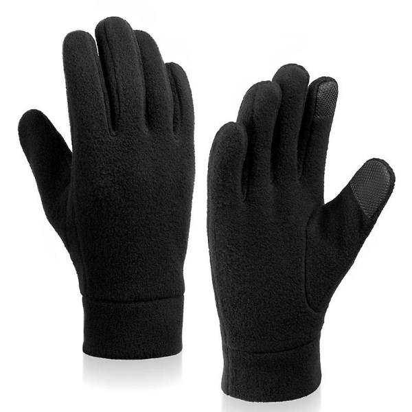 Berøringsskærm polar fleece handsker udendørs vindtætte varmholdende og kuldesikre mænds og kvinders efterårs- og vinterhandsker Black L