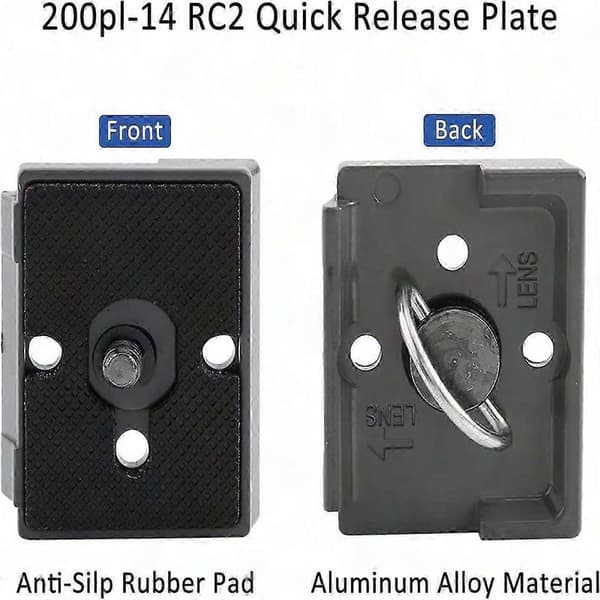2 stk. Quick Release Plade til Manfrotto 200PL-14 RC2 Tripod Hoved, Kameramonteringsplade