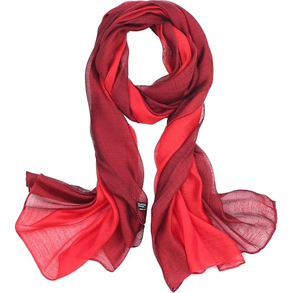 Sjal för kvinnor Bomullssjalar i siden Elegant Gradient Färg Lättviktig Mode för Vår Vinter Halsdukar Sjalomslag red