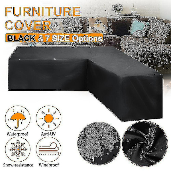 12 størrelser L-formede allroundbeskyttelse Vandtætte rotting hjørnemøbler Betræk Have Terrasse Udendørs Sofa Beskyttelse Støvbeskyttelse 215*215*87cm