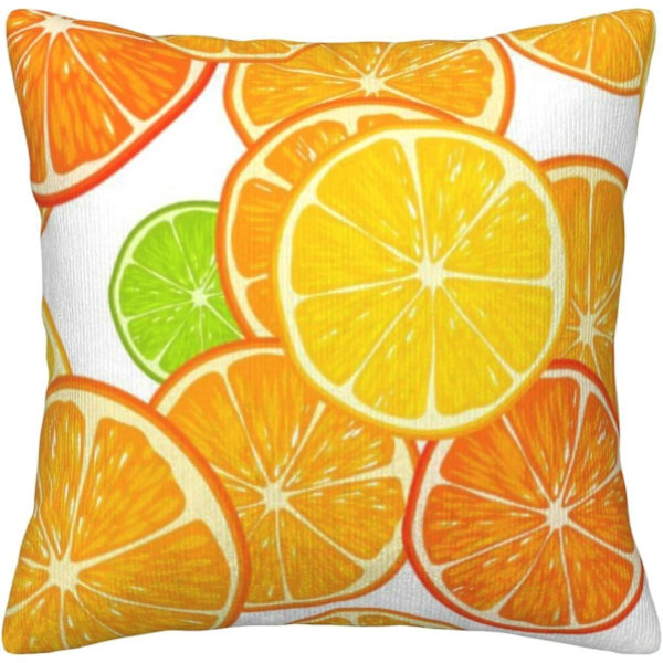 Pudebetræk Appelsinskiver Firkantet Plys Pudebetræk til Seng Sofa Dekoration 45x45cm -[A3985]