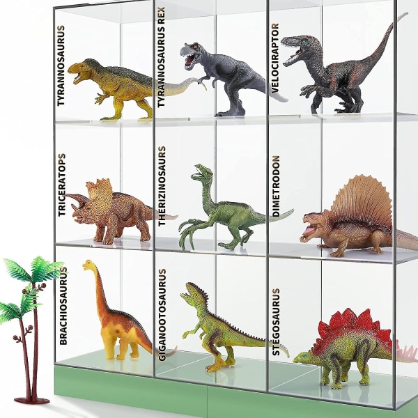 Wabjtam dinosaurlegetøj til børn 3-5 år med aktivitetslegemåtte og træer, pædagogisk realistisk dinosaurlegesæt til at skabe en dinoverden inklusive T-rex, Tri