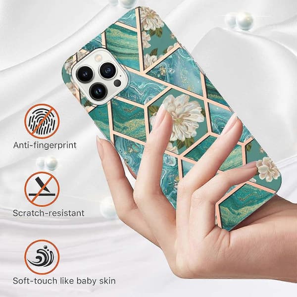 Spl Marmor Blomst TPU Cover til 15 Pro Green
