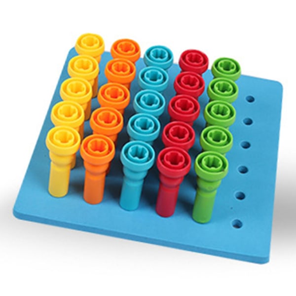 Peg Board Sæt Legetøj 6 huller 5 farver Pædagogisk sjovt Plastmateriale Afrundede hjørner Stabling Peg Board Legetøj til småbørn
