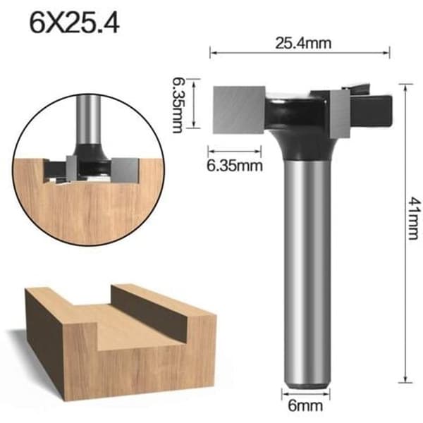 6 mm skaft CNC overfladefræser, wolframcarbid fræserbits til træbearbejdning (6 mm) Black