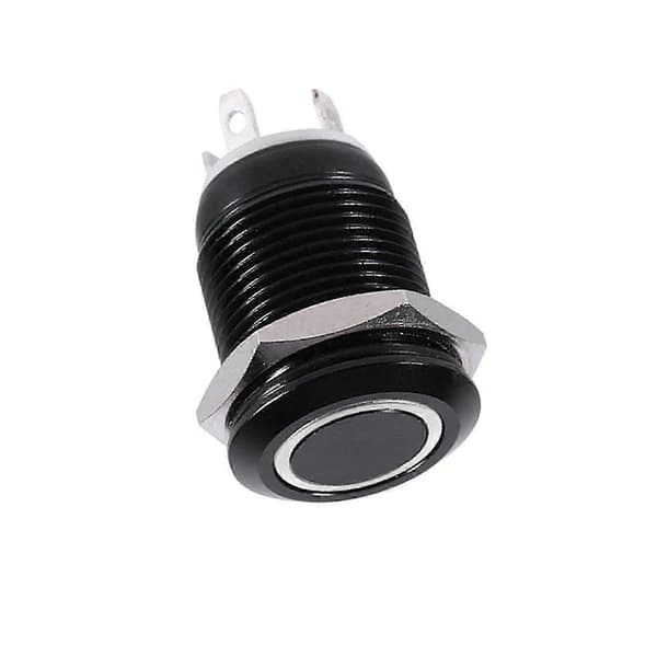 Bil 12mm LED Lys Momentær Trykknap Kontakt Toggle Sort Kabinet 2A