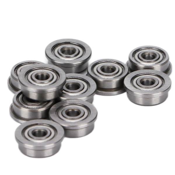 10 stk. Flangede kuglelejer Grå Holdbare Miniature Metal Dobbeltskærmede Kromstållejer til 3D-printer