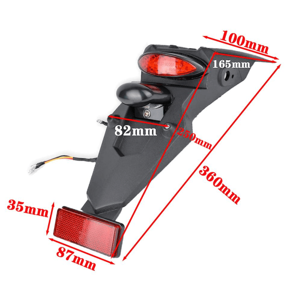 Universal motorsykkel bakskjerm med LED-baklys for Yamaha-skjerm LED-bremselys bremselampe - Motorsykkelskjermer