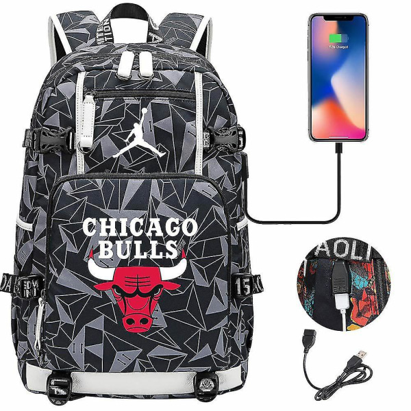 Basketball Star Collection USB Suuren kapasiteetin teini-ikäisten opiskelijoiden koulureppu miehille ja naisille - ihanteellinen vapaa-ajan ja matkakäyttöön