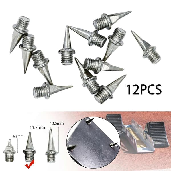 12 stk startblokk-pigger, banepigger i stål M4.8, løpeblokk-pigger for sprintere 11.2mm