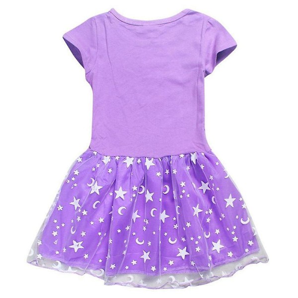 Barnflickor Lilo & Stitch Tryck Klänning Kjol Sommar Kortärmad Födelsedagsfest Klänning 3-10 År[HK] Lila Purple 3-4 Years