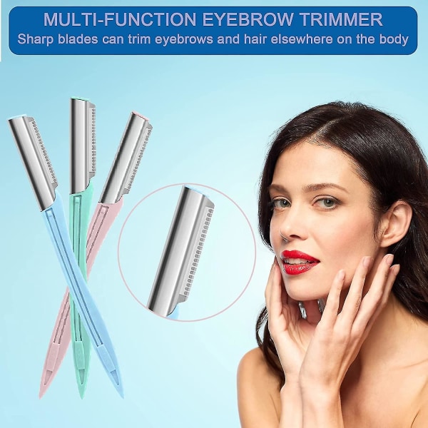 Øjenbrynsbarberkniv Ansigtsbarberkniv til kvinder Ansigt med dæksel, hårtrimmer ansigtsskraber, multifunktionel hårfjerning Øjenbrynshaperværktøj 3farve)(3 stk)