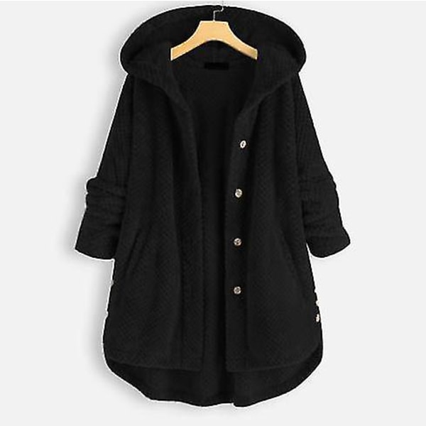 Kvinnors huvtröja Sherpa dubbelsidig casual jacka Black M
