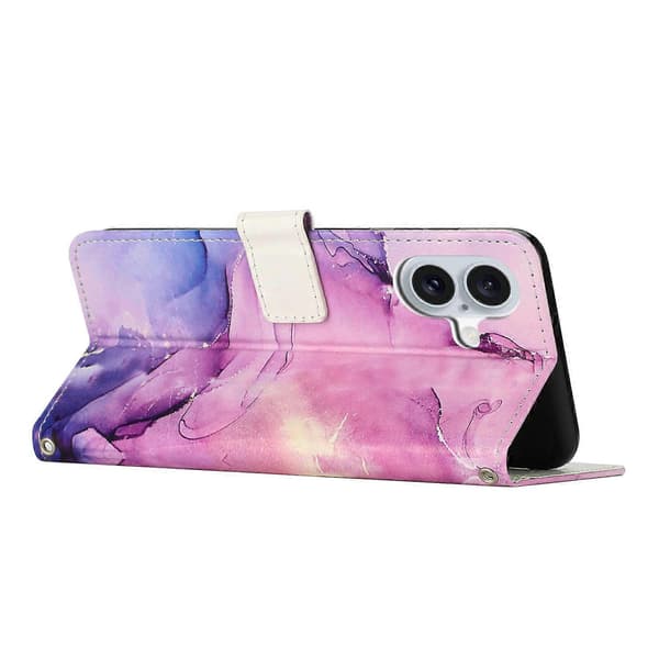 Ställfodral för iPhone 17, marmormönster, PU-läder, plånboksfodral