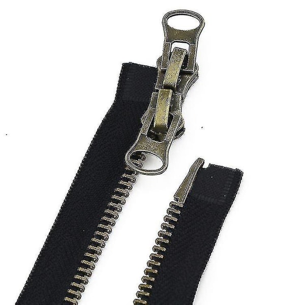 2pacs 70cm #8 Metal Lynlåse Dobbelt Slider Separable Sort Metal Lynlås A-lynlås Slider Lynlås Til Jakker