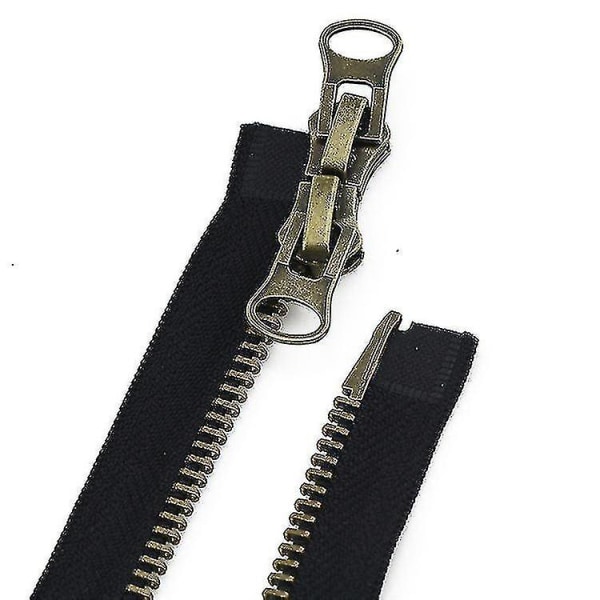 2pacs 70cm #8 Metal Zippers Double Slider Separable Black Metal Zipper A-zipper Slider Zipper For Jackets