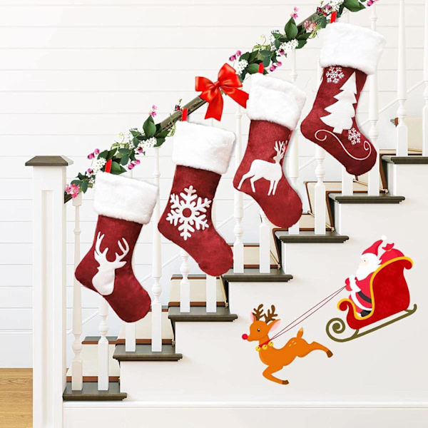 Julstrumpor Röd presentpåse 4-pack Juldekor (röd)