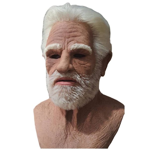 Gammal mans ansiktsmask i latex, realistisk mask, huvudbonad, Halloween, läskig rynkig gammal person, mask för vuxna, utklädningsdräkt