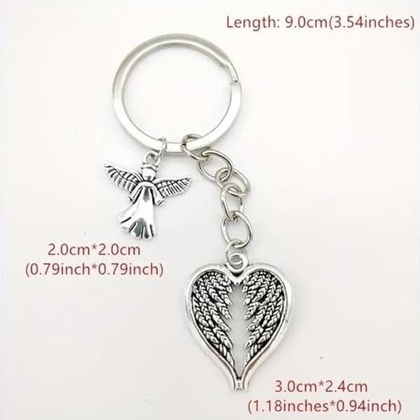 Guardian Angel Wings Keychain - Heart Shaped