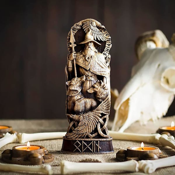 Odin-figur, dekorativ figur av Odin, nordiska gudar figurer viking dekorativ staty - dekorativ skandinavisk germansk gud Wodan, nordiska gudar