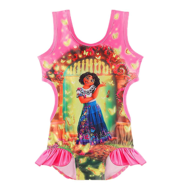 Barnflickor Encanto Mirabel Isabela Badkläder Simdräkt Baddräkt En Del Rose Red 4-5Y