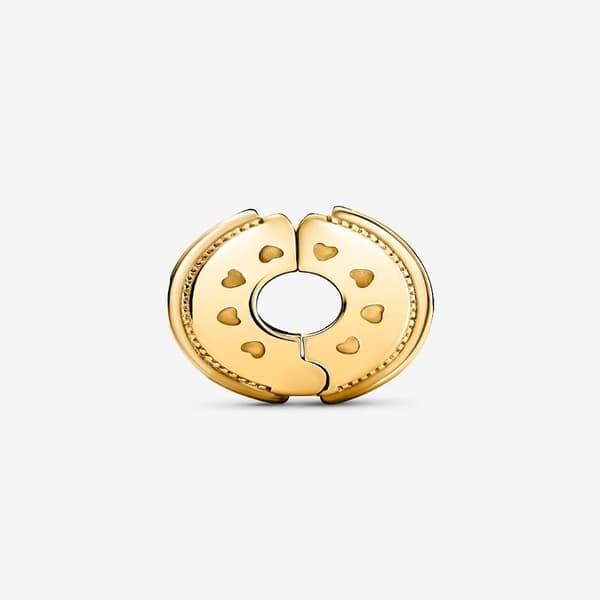 Pandora - Sparkling Pavé Lines & Logo Clip Charm - 14k Gold Plating iphone